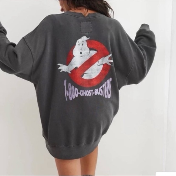 Aerie The Chill Crewneck Sweatshirt in Ghostbusters Graphic Gray Medium - Picture 1 of 12